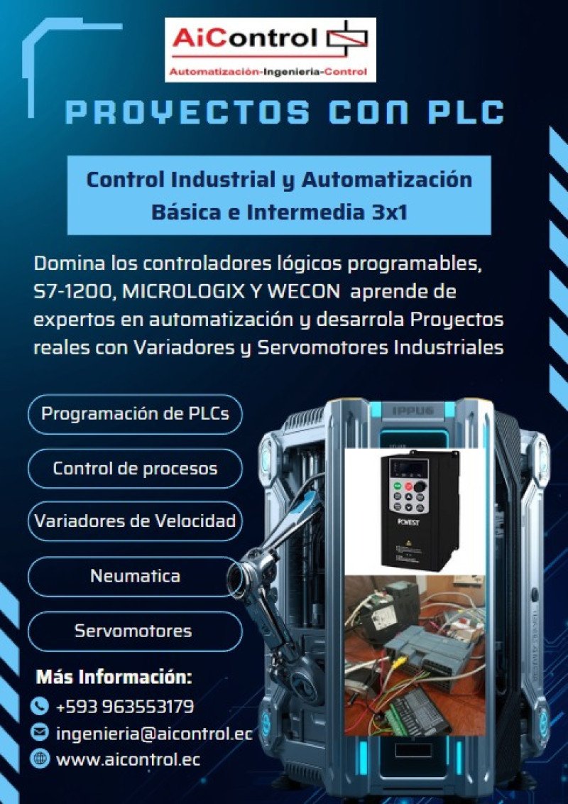 CONTROL INDUSTRIAL Y AUTOMATIZACION BASICA E INTERMEDIA 3X1