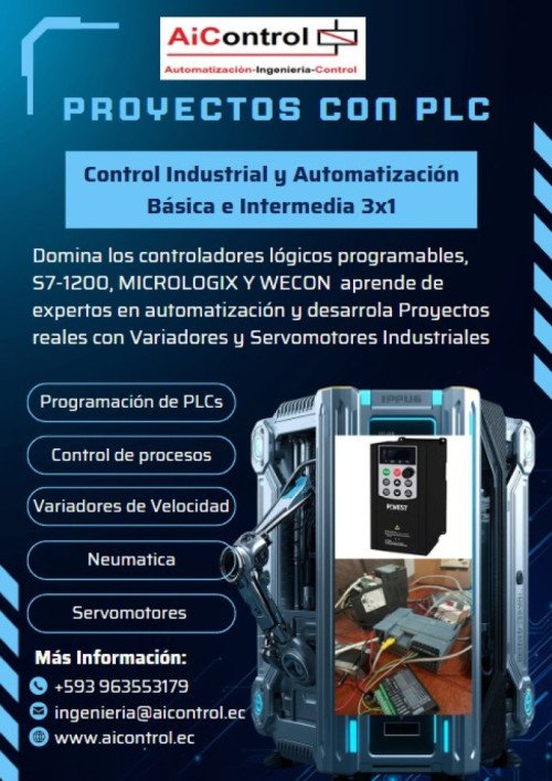 CONTROL INDUSTRIAL Y AUTOMATIZACION BASICA E INTERMEDIA 3X1